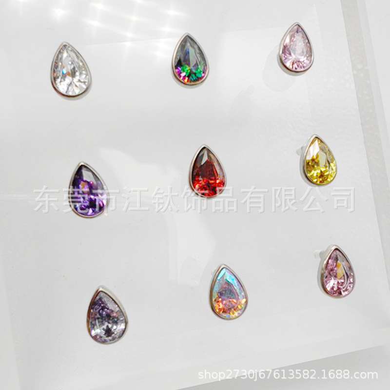 Titanium Teardrop Earring with 5A Zircon - G23 Alloy Implant Grade Cartilage Stud for Ear Piercing - Image 4