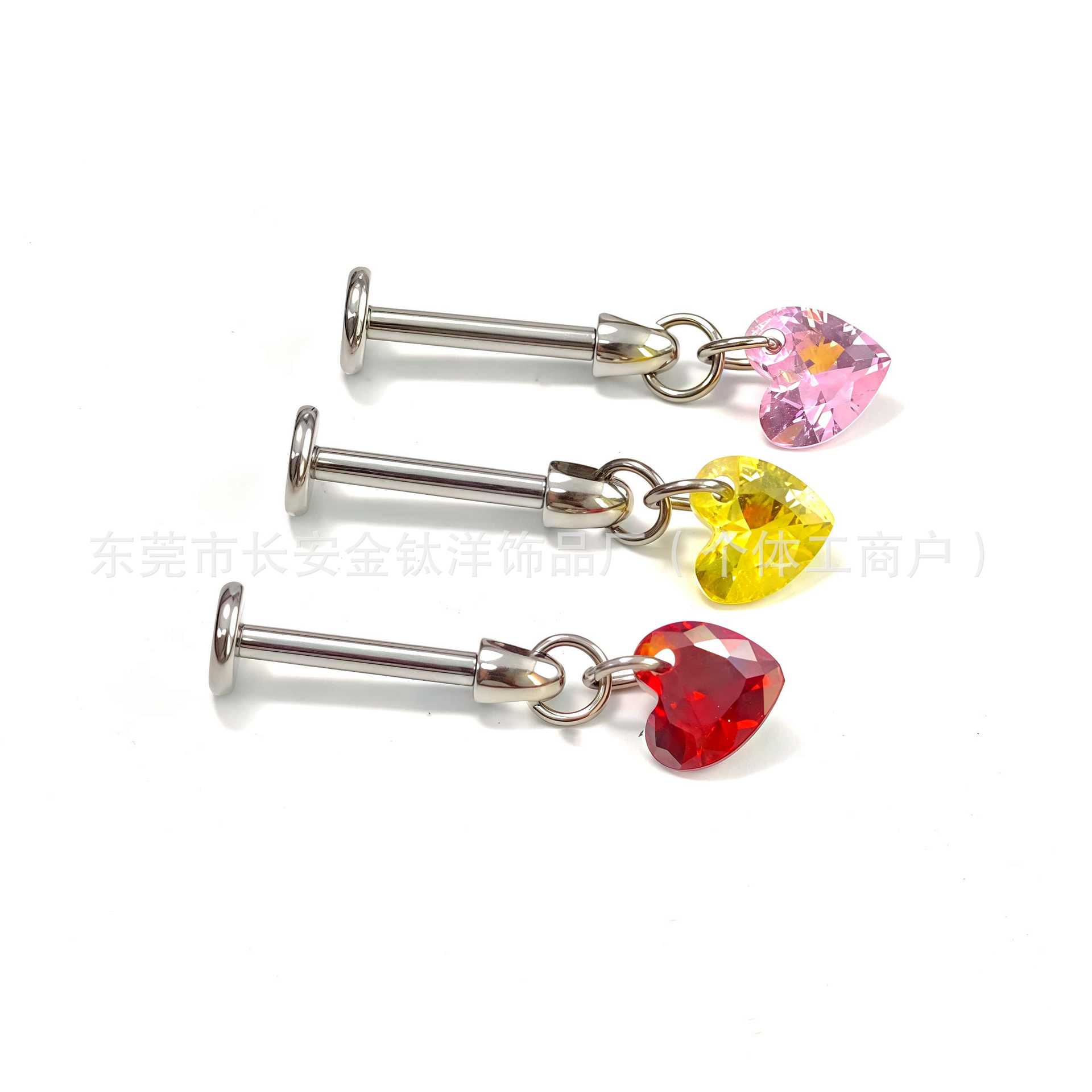 F136 Titanium Heart-Shaped Ear Bone Stud Zircon Devil Stud Ear Piercing Jewelry - Image 3