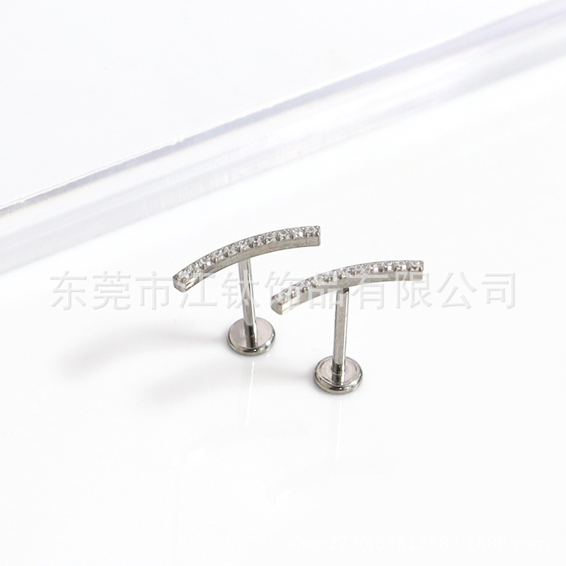 F136 Titanium Smiley Face Earrings with 5A CZ G23 Titanium Alloy Cartilage Stud Body Piercing Jewelry - Image 4