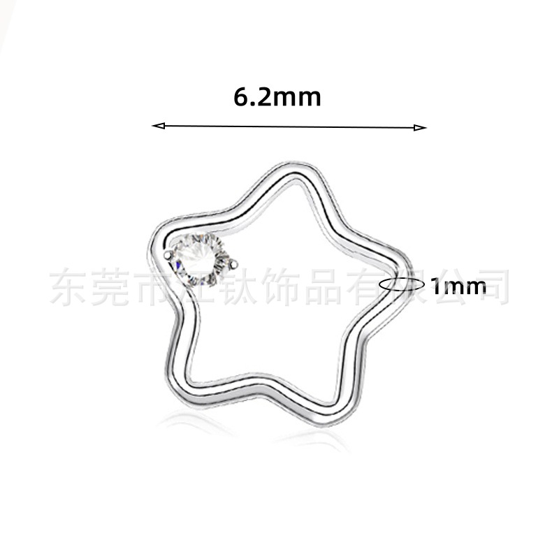G23 Titanium Star Cartilage Stud Earring - ASTM F136 Titanium Alloy Ear Piercing Jewelry for Helix Tragus - Image 2