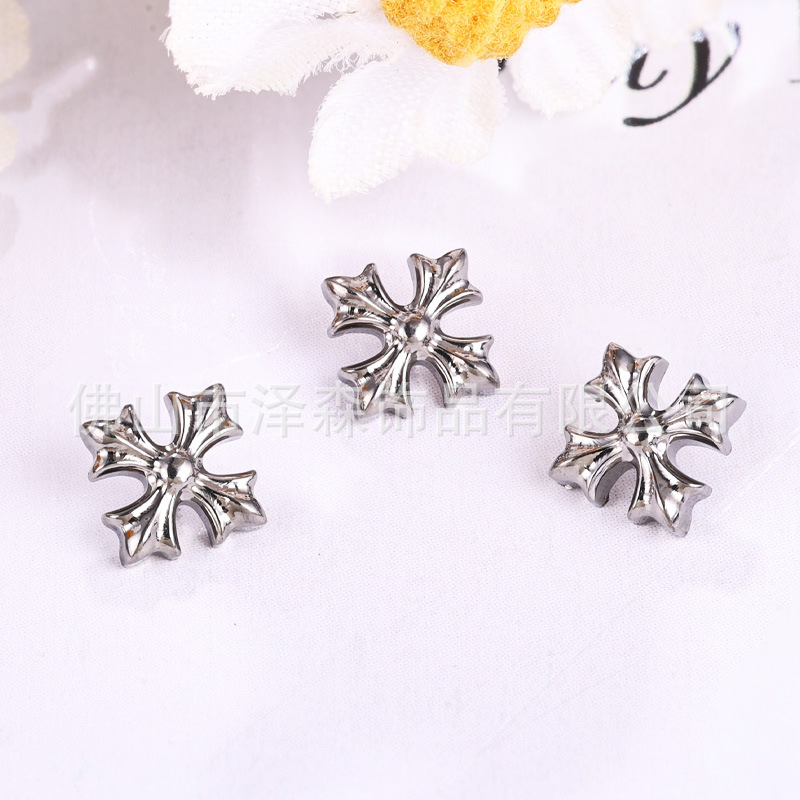 F136 Titanium Alloy Cross-Shaped Ear Studs, G23 Titanium Zirconia Lip Studs, Tongue Studs, Piercing Jewelry - Image 2