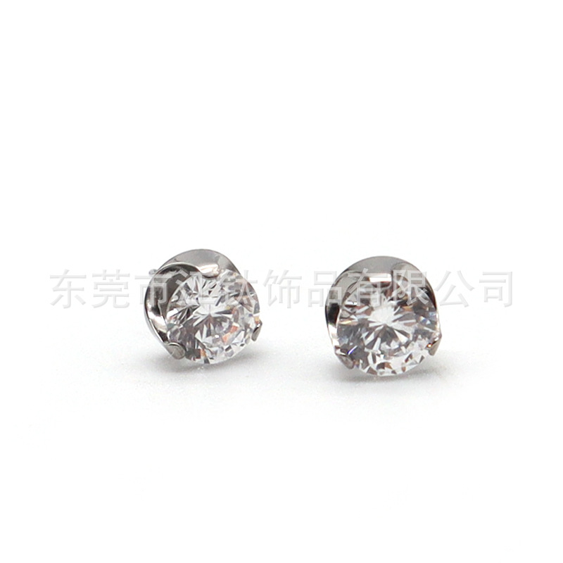 F136 Titanium Lip Nail Pin 5A Zircon Hollow Three-Claw Ear Stud Cross-border G23 Titanium Alloy Body Piercing Jewelry - Image 4