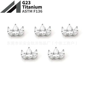 F136 Titanium Full Diamond Water Drop Marquise Zirconia Ear Studs Lip Studs Ear Bone Studs G23 Titanium Alloy Body Piercing Jewelry