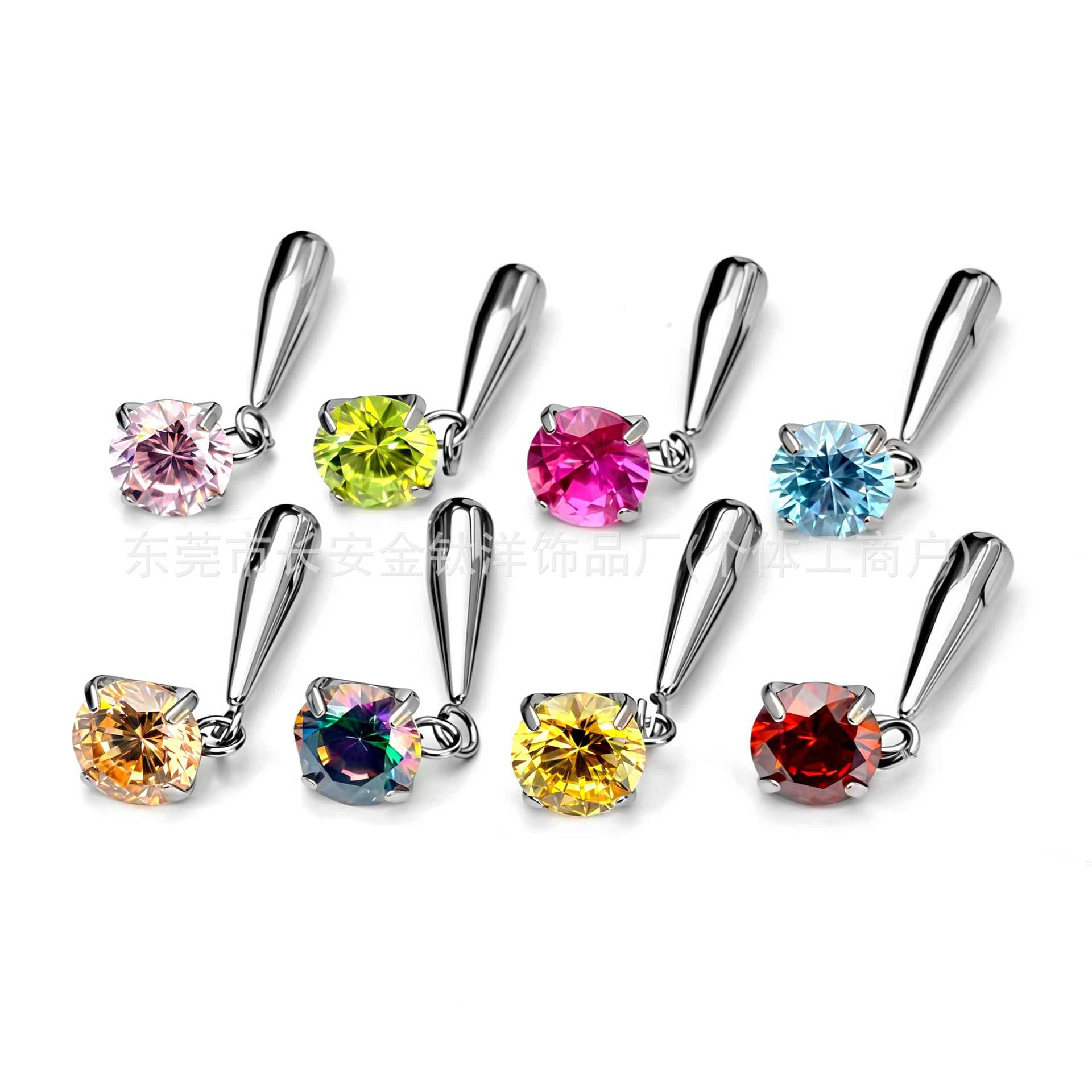 F136 Titanium Water Drop 5A Zircon Pendant Earring, Ear Bone Stud, Navel Stud, G23 Titanium Alloy Body Piercing Jewelry - Image 5