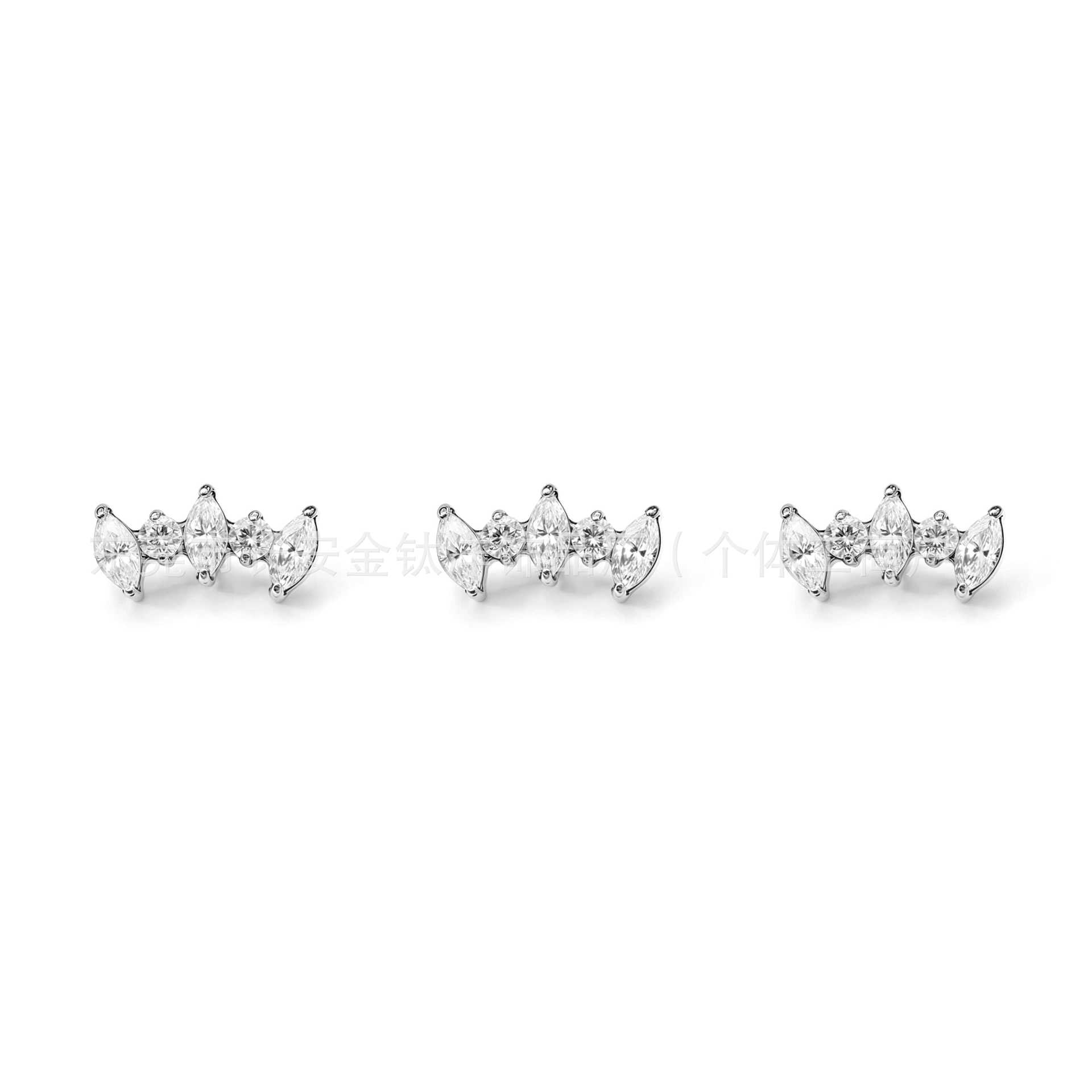 F136 Titanium Internally Threaded Marquise Zircon Crown Lip Stud Ear Stud Ear Bone Stud G23 Titanium Alloy Body Piercing Jewelry - Image 4