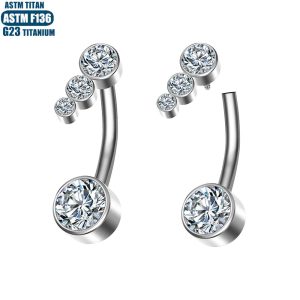 14G Titanium Belly Button Ring Internally Threaded Navel Piercing Jewelry Silver F136
