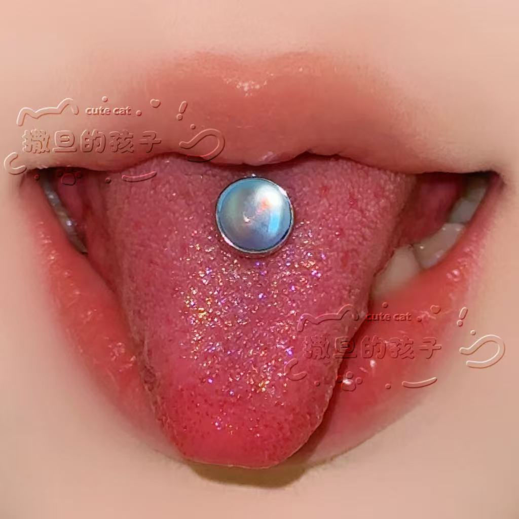Satan's Child Aurora Tongue Barbell 8mm Bar 1.6mm Thick 316L Stainless Steel Piercing Jewelry - Image 2