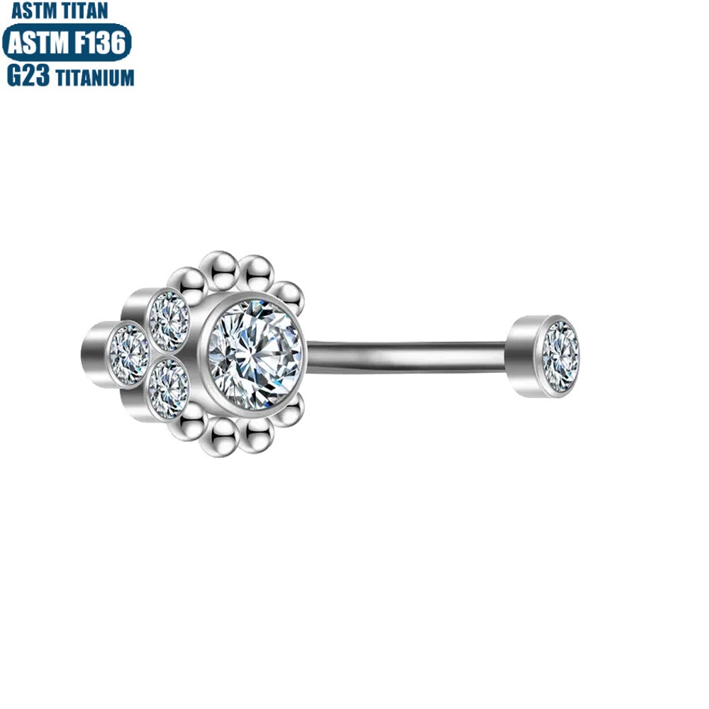 F136 Titanium Heart-Shaped CZ Belly Button Ring Internally Threaded 14g Piercing Jewelry - Image 3