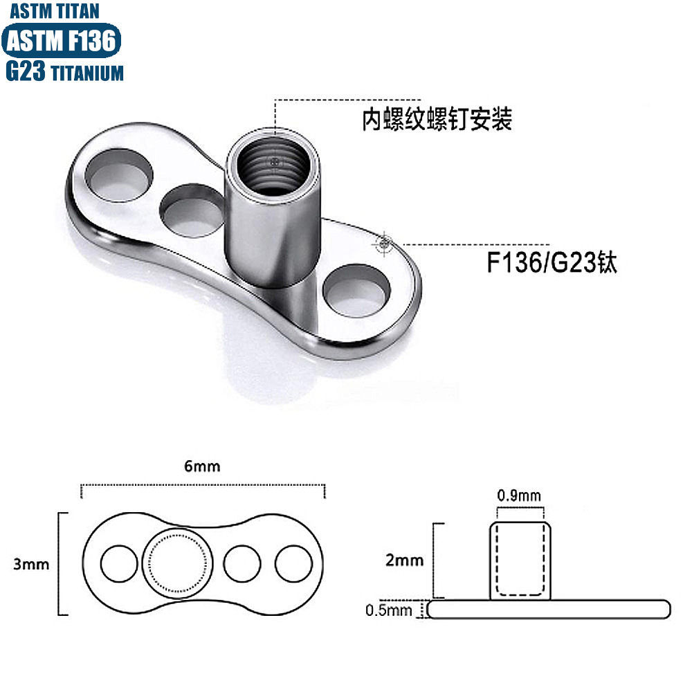 G23 Titanium Skin Nail Inlaid Zircon Welding Ball Internal Thread Clasper Nail with Base - 1.2mm x 0.9mm - Image 4