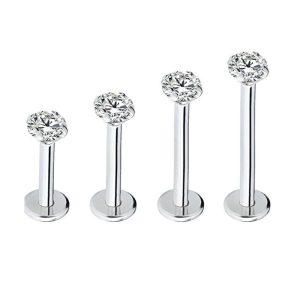 AA Zircon Stainless Steel Teardrop Earrings - 4 Prong CZ Ear Studs for Women