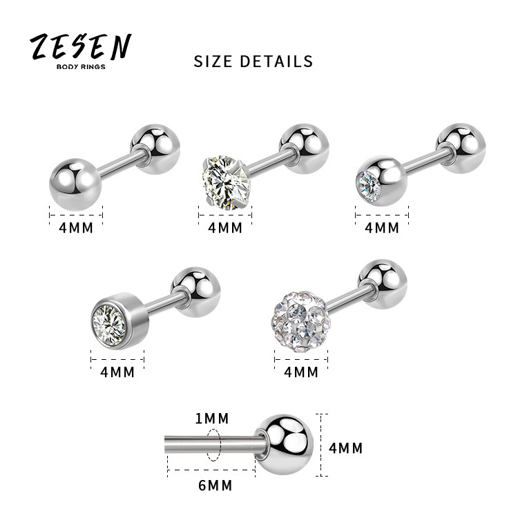 Cross Border Hot Sale Stainless Steel Zircon Ear Bone Nail Personality Face Slimming Rose Gold Titanium Steel Piercing Ear Studs Supply - Image 5