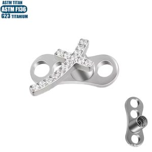 F136 Titanium Alloy Cross Diamond Burying Nail - Internal Thread Implantation Skin Nail for Body Piercing