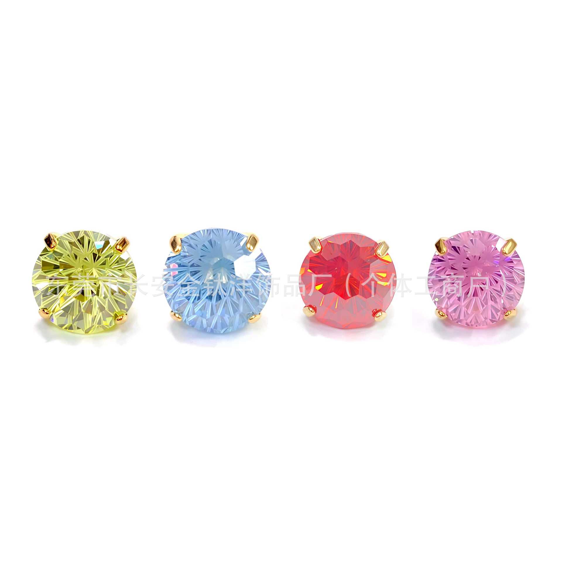 F136 Titanium Gold-Plated Internal Thread Round Bottom Fireworks Zircon Ear Stud Ear Bone Nail G23 Alloy Body Piercing Jewelry - Image 3