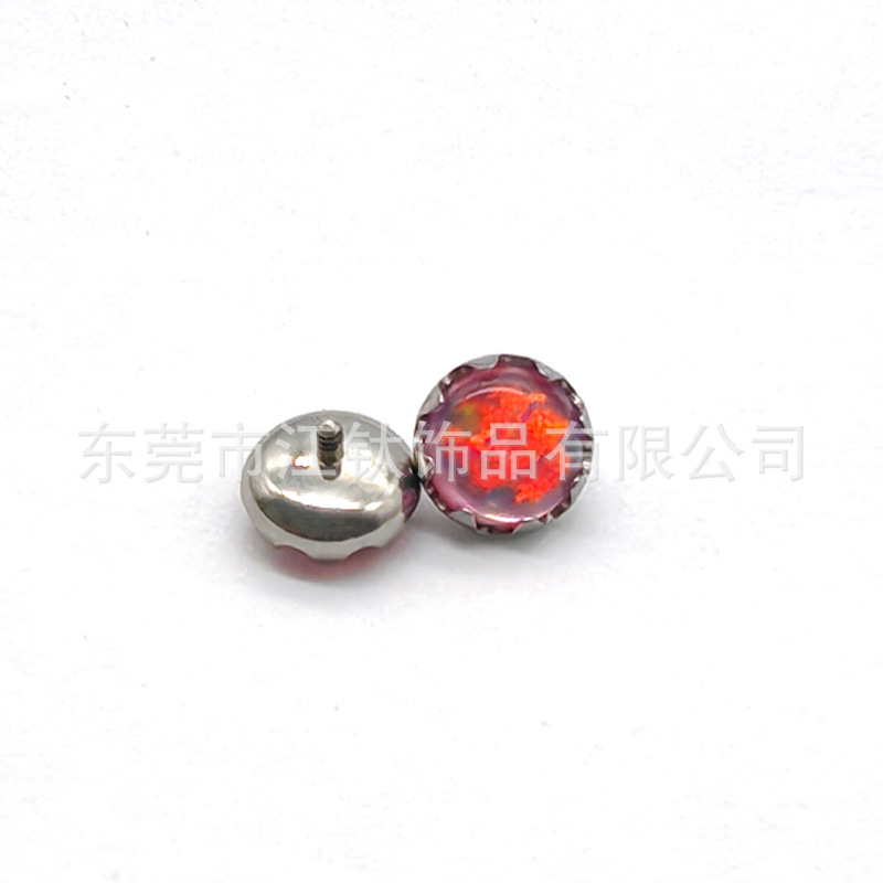 G23 Titanium Ear Cartilage Stud Earring Circular Opal Aurora 5mm Head M0.9 Thread Body Piercing Jewelry - Image 3