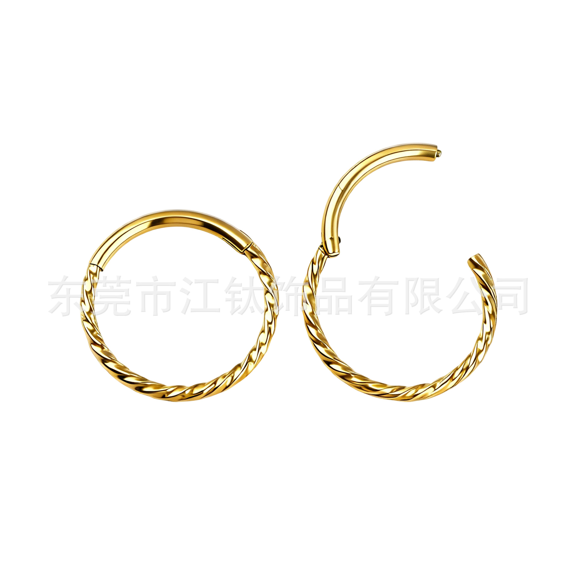 Titanium Earring Hoops 16G Gold Plated CZ Twisted Cartilage Helix Ear Piercing Jewelry - Image 5