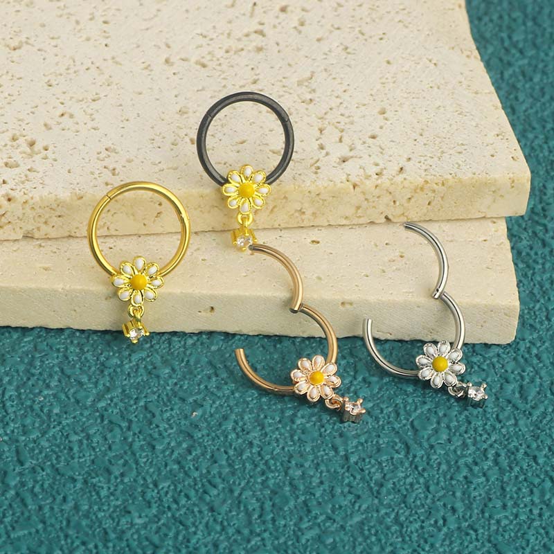 Star Flower Closed Ring Nose Ring Nose Clip Ear Bone Nail Nose Piercing Jewelry Wholesale - 316L Surgical Steel - Image 5