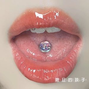 Hokkaido Love Song Externally Threaded Titanium Steel Tongue Ring Pink Tongue Barbell Body Piercing Jewelry