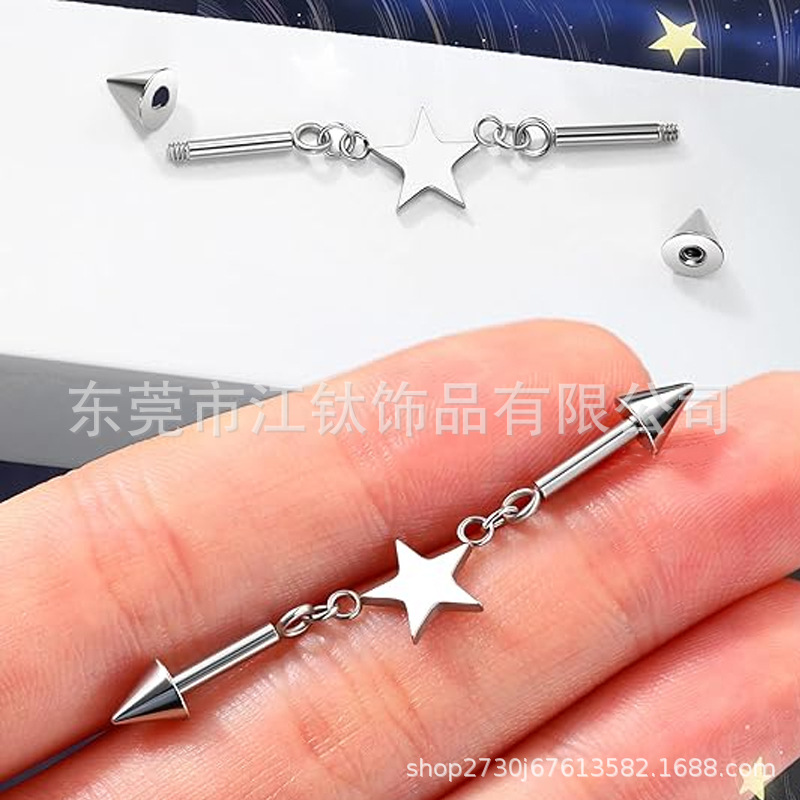 Titanium Ear Bridge Barbell Heart Piercing Jewelry ASTM F136 G23 Ti Alloy Custom Ear Bone Nails - Image 4