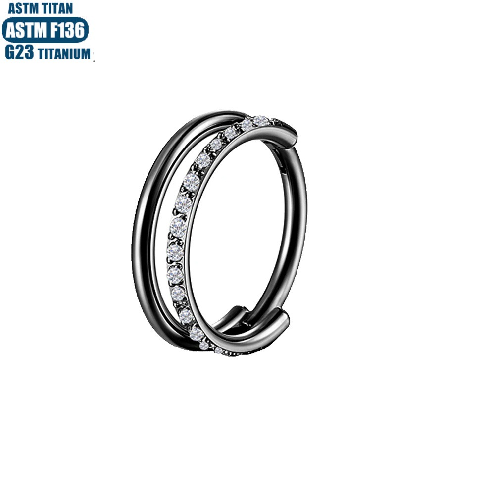 G23 Titanium Hollow Unilateral Diamond Seamless Open Ring Nose Ring Earring Septum Piercing Jewelry Hinge Nose Ring - Image 4