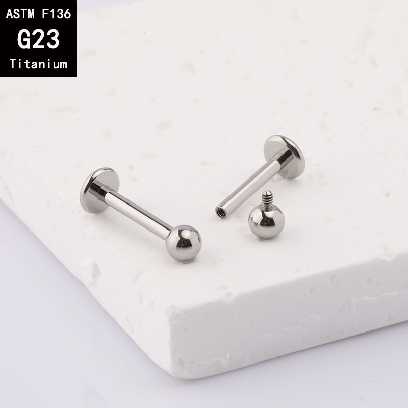 G23 Titanium Internally Threaded Lip Stud Labret Flat Base Piercing Jewelry 1.2mm x 16mm - Image 4