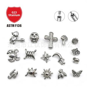 G23 Titanium Cross Body Piercing Earrings 3D Devil Scorpion Butterfly Stud 1.2x10mm