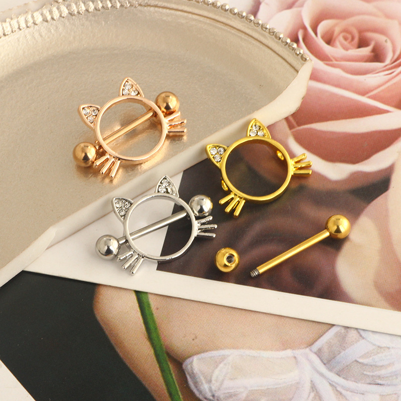 Cute Cat Nipple Ring 316L Surgical Steel Nipple Jewelry Rose Gold Silver Gold 3 Colors - Image 5