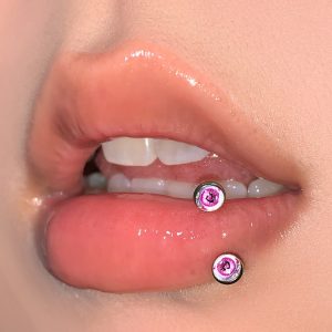 Pink Heart Bubble Lip Ring C Ring Internally Threaded Titanium Steel Oil Dripping Sexy Sweet Cool Style Piercing Jewelry