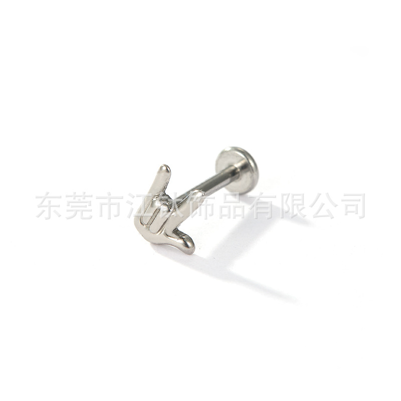 G23 Titanium Ear Bone Nail Love Gesture Star Cartilage Piercing Jewelry - Image 5