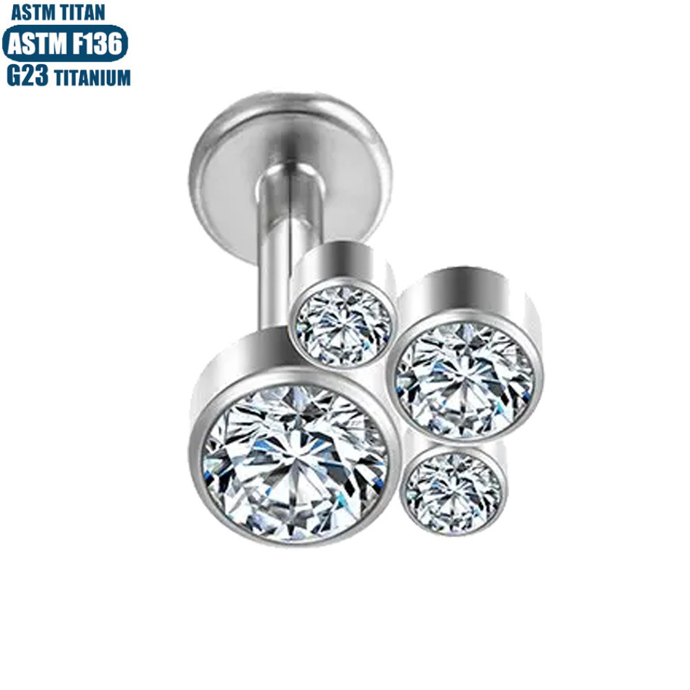 Zircon Lip Ring 1.2mm*10mm Titanium Alloy Earrings Internally Threaded Piercing Jewelry for Lip Ear Cartilage - Image 2