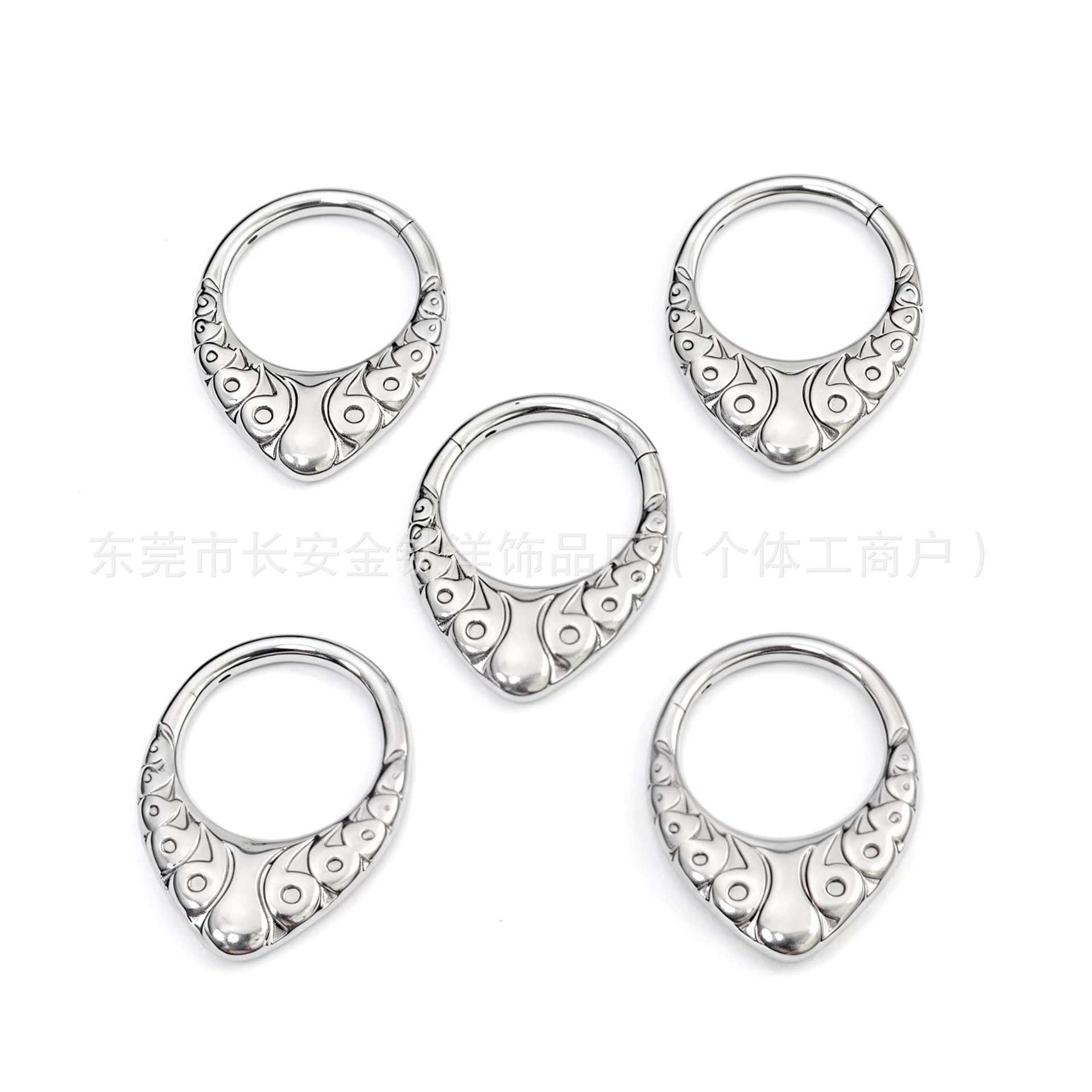 F136 Titanium Retro Pattern Pinless Hoop Earrings Nose Ring Seamless Ring Piercing Jewelry - Image 5
