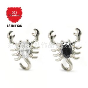 Scorpion Zircon Earring Stud G23 Titanium Alloy Cartilage Piercing Jewelry