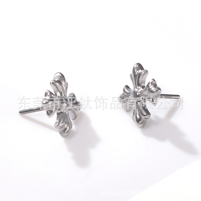 G23 Titanium Cross Earring Stud - ASTM F136 Alloy Flat Back Cartilage Ear Bone Stud - Image 4