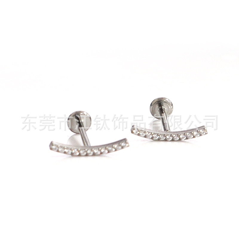 F136 Titanium Smiley Face Earrings with 5A CZ G23 Titanium Alloy Cartilage Stud Body Piercing Jewelry - Image 5