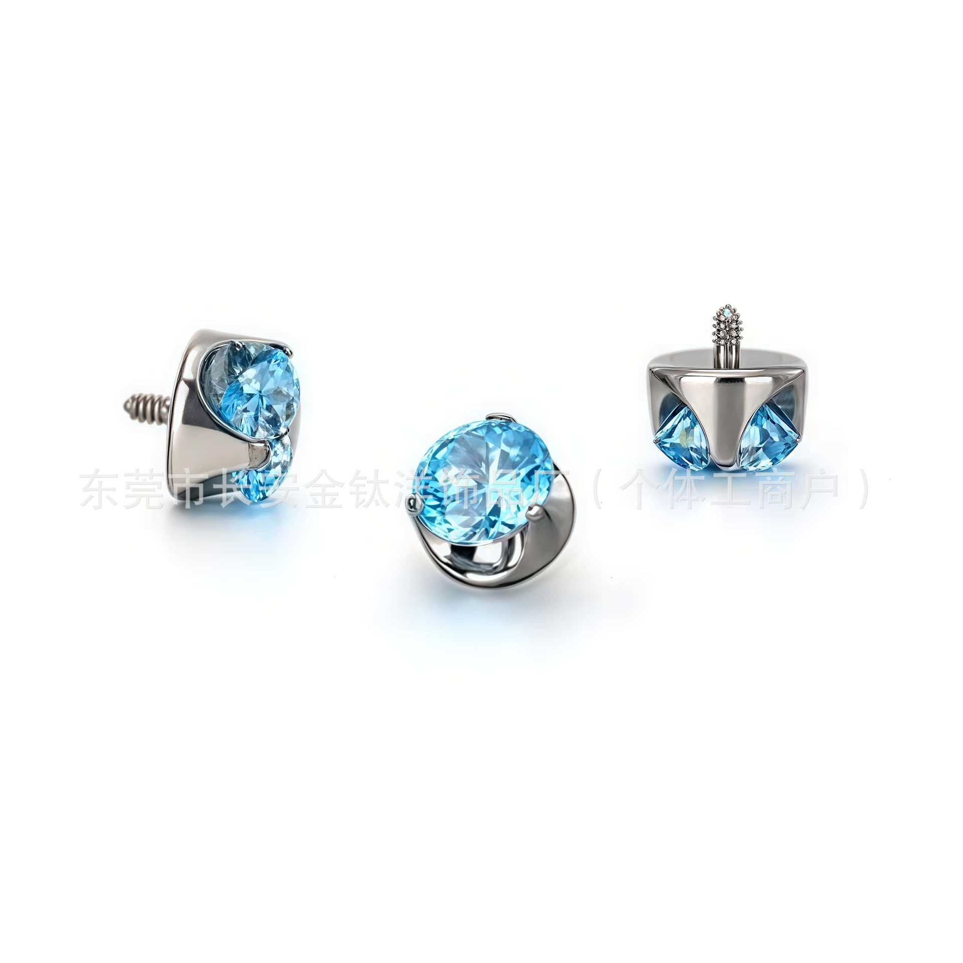 F136 Titanium 5A Zircon Ear Nail Lip Nail Piercing Jewelry - Three Claw Inlaid Design - Image 4