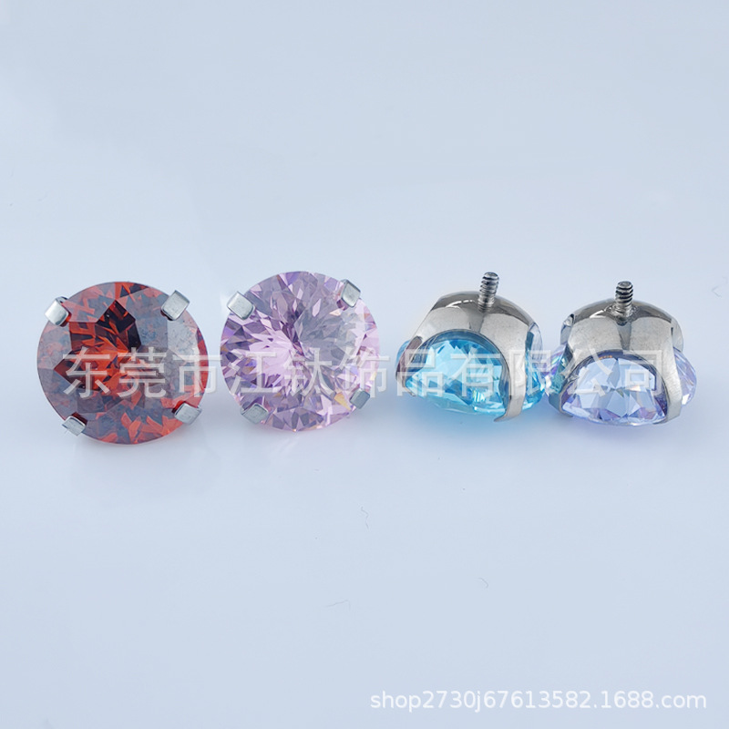 G23 Titanium Ear Bone Nail with Blue CZ - ASTM F136 Piercing Jewelry - Image 2