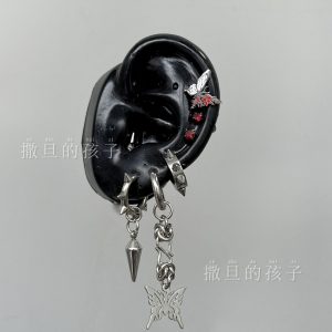 Punk Earrings Rebellious Romance Niche Design Dark Punk Style Subculture Ear Bone Studs Titanium Steel