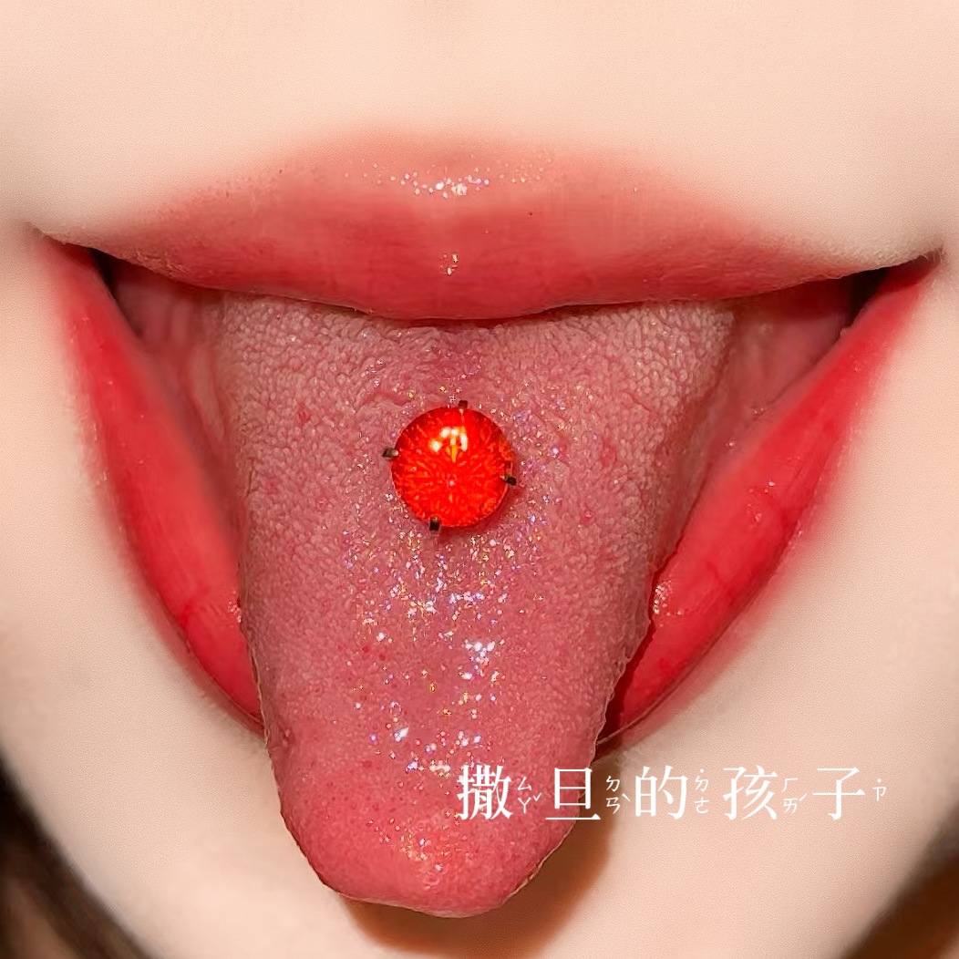 Satan's Child Gilded Half Summer F136 Titanium Alloy Tongue Nail Drink Fireworks Cut Flash Tongue Nail Tongue Ring - Image 2