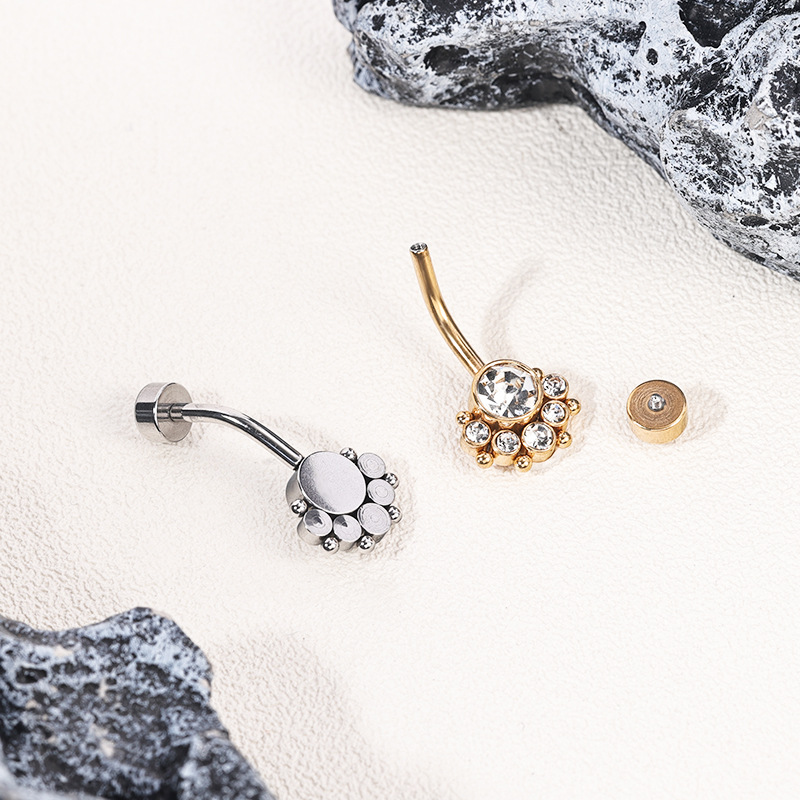 Gold Stainless Steel Navel Ring 14G 10mm Top 8mm Bottom Belly Button Piercing Jewelry - Image 3