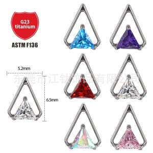 G23 Titanium Ear Cartilage Stud Triangular Hollow CZ Implant Post - 1.2x10mm