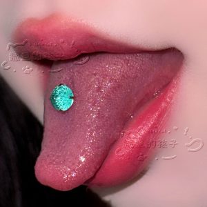 Satan's Child Hatsune Miku F136 Titanium Alloy Tongue Nail Fireworks Cut Rare Color Tongue Barbell