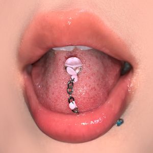 6 Colors Available Cloud Cat Eye Acrylic Chain Tongue Barbell 316L Surgical Steel External Thread Tongue Piercing Jewelry Wholesale