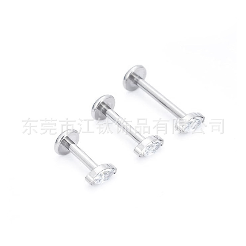 G23 Titanium Horse Eye Stud Earring 5A Zircon Lip Stud Cross-Border Body Piercing Cartilage Jewelry - Image 3