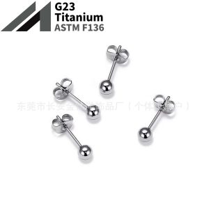 F136 Titanium Earrings Round Ball Butterfly Buckle Fine Needle Integrated Earplugs Ear Bone Nails G23 Titanium Alloy Body Piercing Jewelry