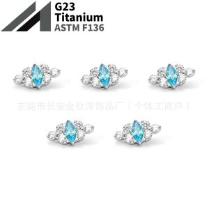 F136 Titanium Full Diamond Cloud-Shaped Zircon Lip Stud, Ear Stud, Cartilage Stud, G23 Titanium Alloy Body Piercing Jewelry