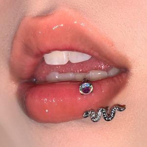 Super Shiny Snake CZ Lip Ring 316L Surgical Steel Internally Threaded C-Run Ear Cartilage Piercing Jewelry Wholesale Hot Girl Style