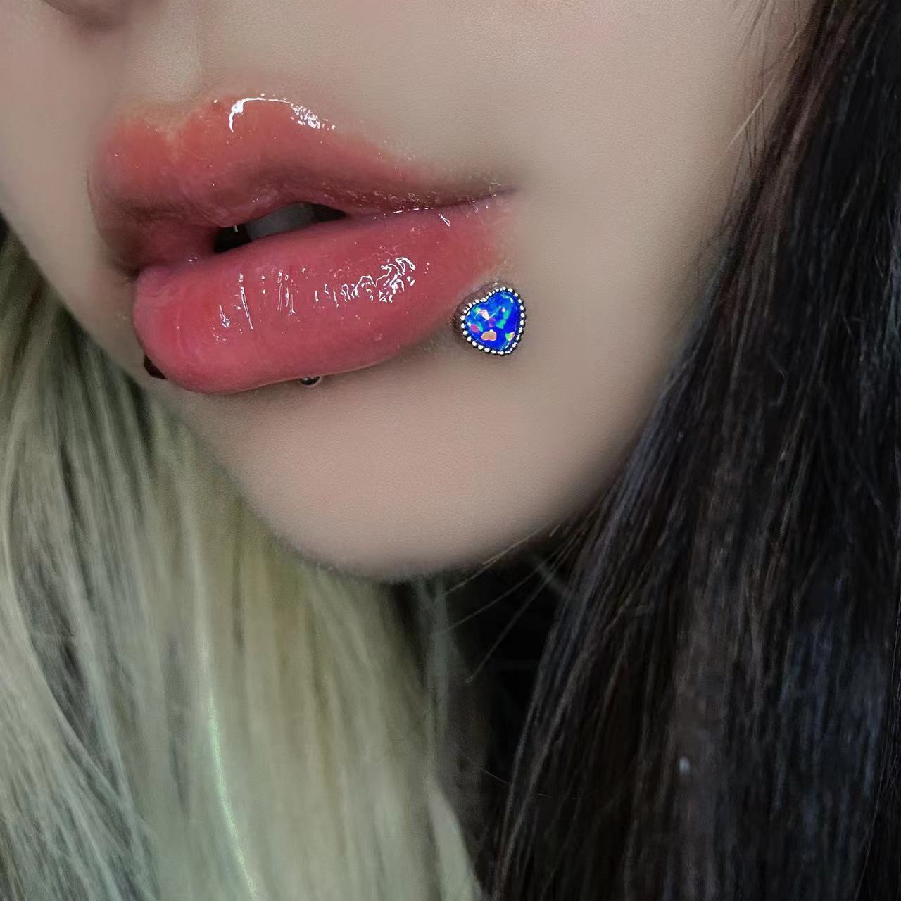 Aobao Lip Nail Opal Replacement Labret Stud 316L Surgical Steel Lip Piercing Jewelry - Image 4