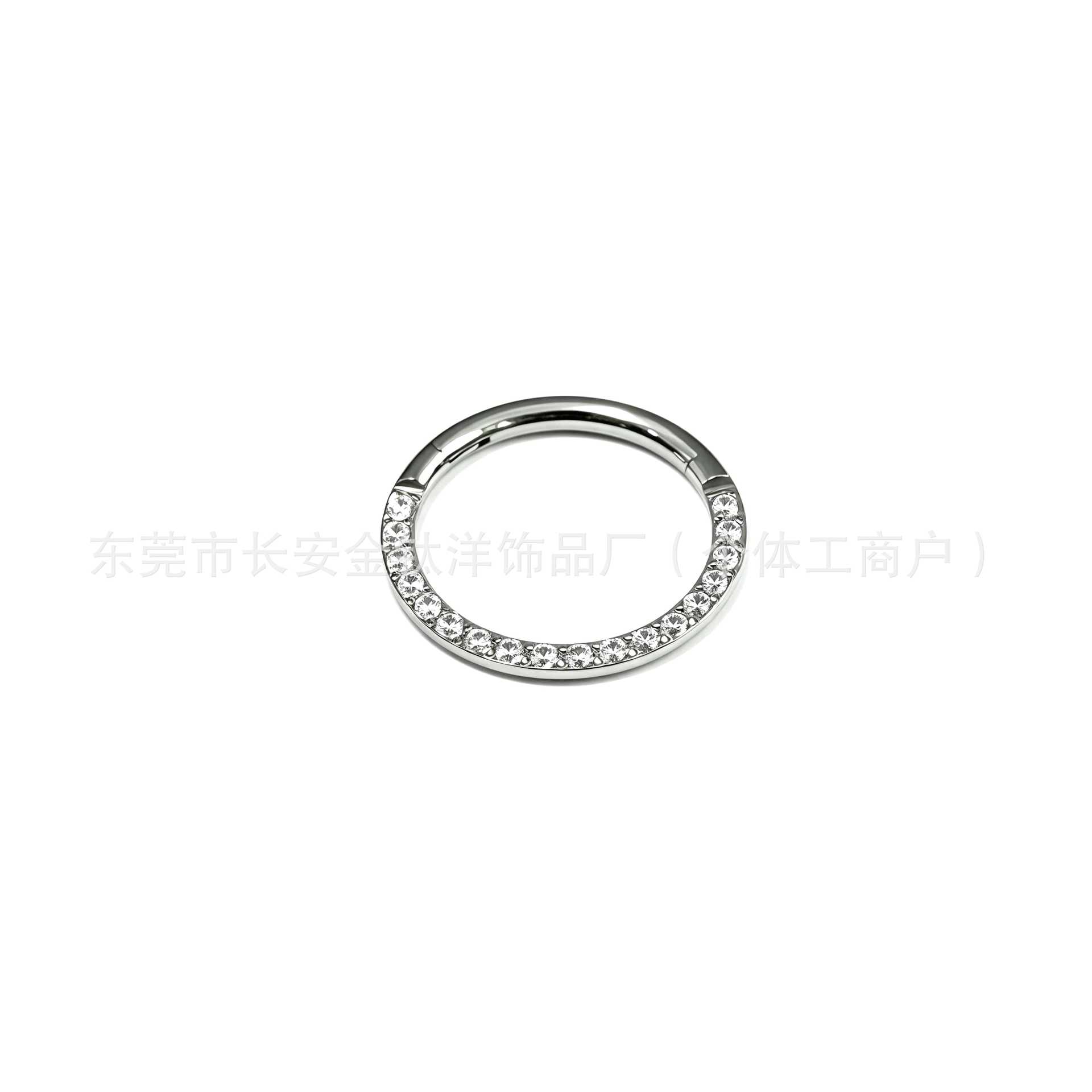 F136 Titanium Side-Set Closed Ring with Diamond Nose Ring Ear Bone Ring G23 Titanium Alloy Piercing Jewelry - Image 4