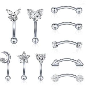 Amazon WISH European and American Hot Selling Star Eyebrow Ring Ear Bone Earrings Set - Rose Gold Stainless Steel