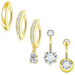 Cross-border Stainless Steel Belly Button Ring with Zircon for Men and Women Smooth Belly Suit In Stock