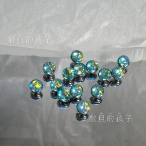 F136 Titanium Tongue Piercing - Dazzling Polarized Blue Fish Scale Tongue Barbell, Internally Threaded Titanium Alloy Tongue Ring for Drinking